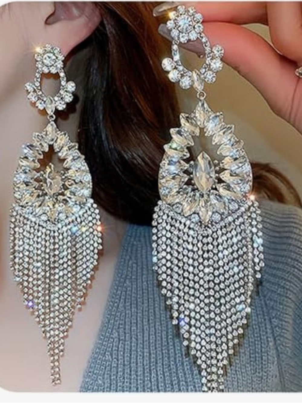 NEW Huge 6” Floral Cut Drop Earrings